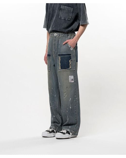 Maison Mihara Yasuhiro Gray Distressed Wide Leg Jeans for men