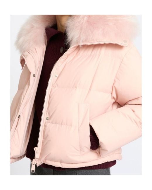 Yves Salomon Pink Shearling-Trim Down Jacket