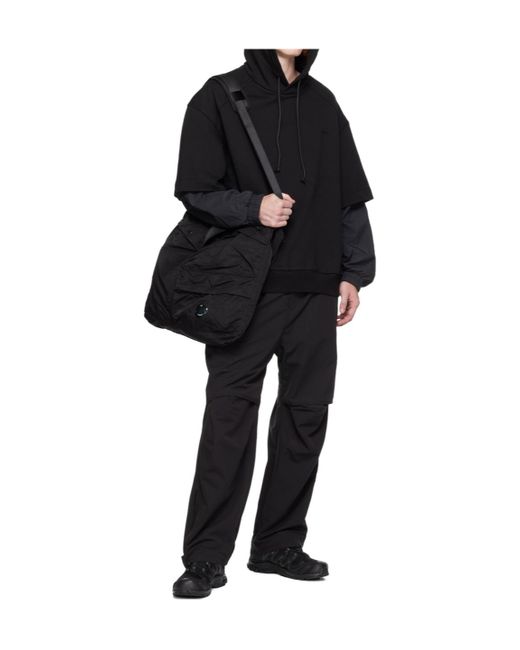Juun.J Black Poly Drop-Crotch Trousers for men