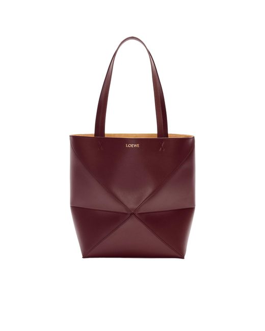 Loewe Red Puzzle Fold Tote Bag