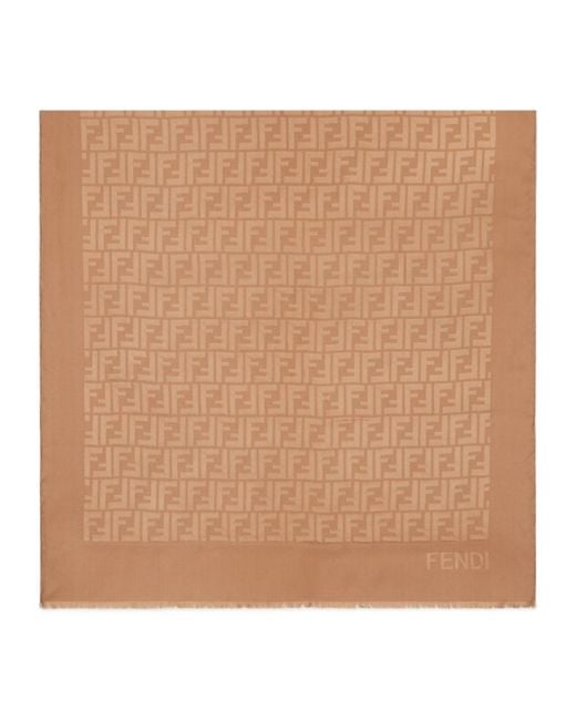 Fendi Natural Camel-Coloured Wool And Silk Stole