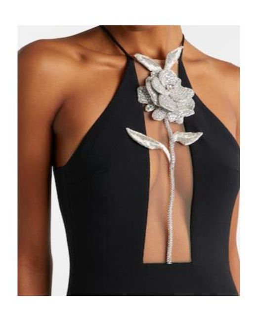 David Koma Black Embellished Halterneck Gown
