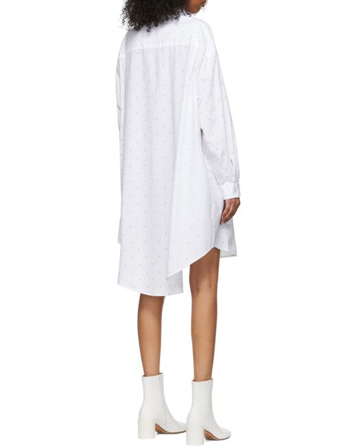 MM6 by Maison Margiela White Polka-Dot Cotton Shirt Dress