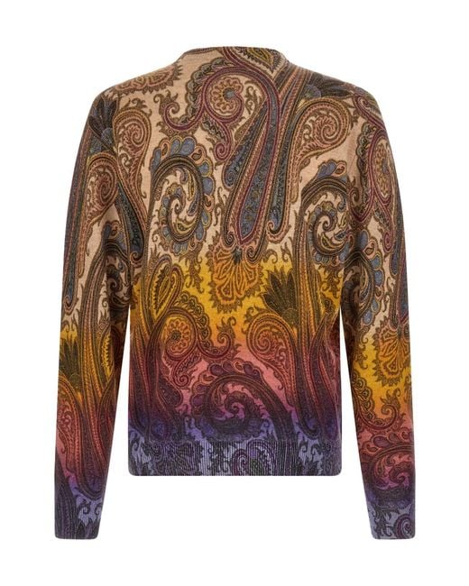 Etro Multicolor Paisley-Print Wool Sweater for men