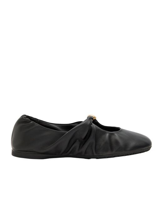 Loewe Black Pebble Leather Ballet Flats