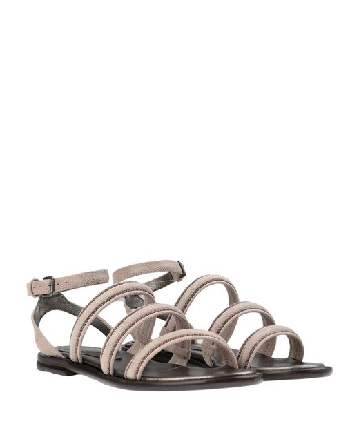 Brunello Cucinelli Black Beaded Sandals