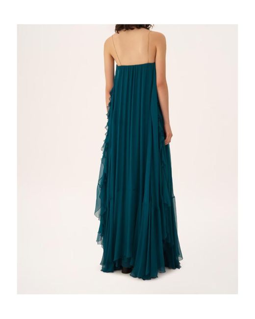Chloé Blue Chloé Sleeveless Ruffled Long Dress