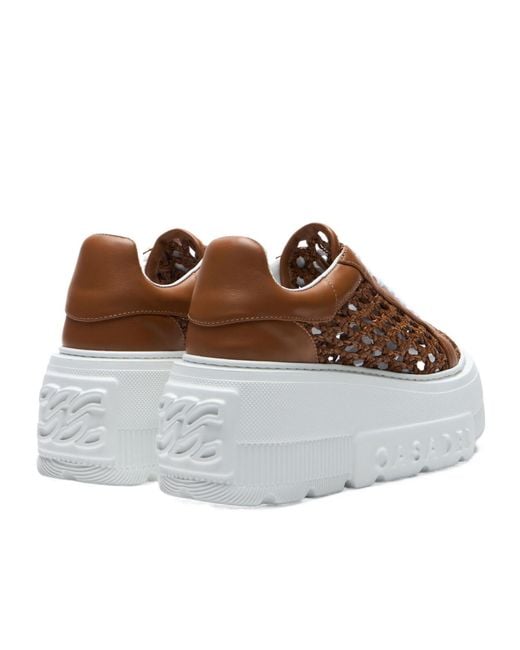 Casadei White Nexus Versilia Woven Platform Sneakers