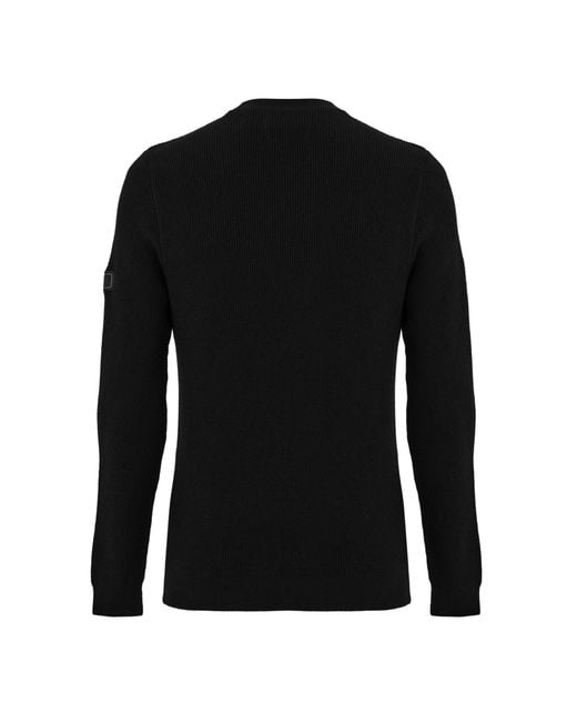 Barbour Black Mock Neck Rib Knit Jumper for men