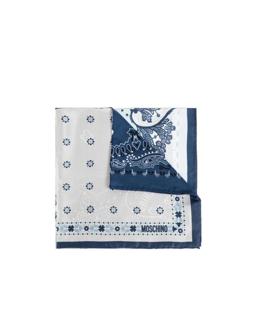 Moschino Blue Paisley Floral Pocket Square for men