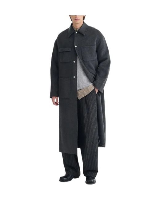Nanushka Black Wylder Buttoned Coat for men