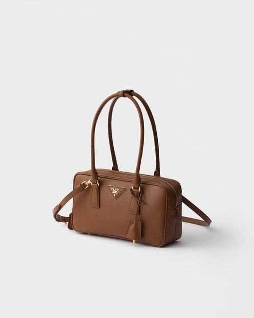 Prada Brown Small Saffiano Leather Top-Handle Bag
