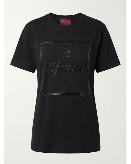 Gucci Black T-Shirt En Jersey De Coton Doux Avec Imprimé