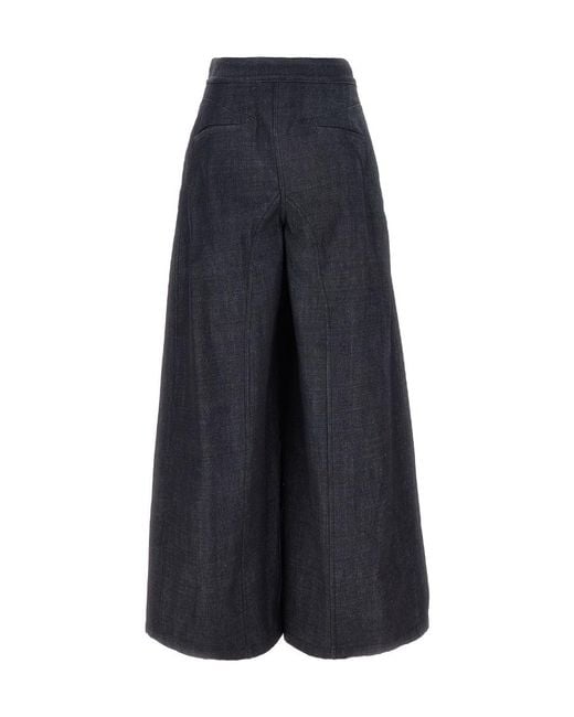 Jil Sander Blue Cropped Wide-Leg Trousers