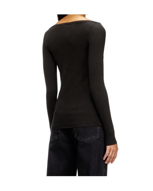DIESEL Black Oval-D Long Sleeved Ribbed Top