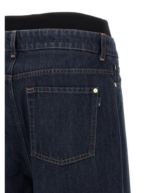 7 For All Mankind Blue Banded Slouchy Wide-Leg Jeans