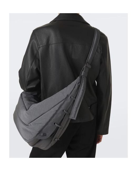Lemaire Gray Soft Game Large Shoulder Bag for men