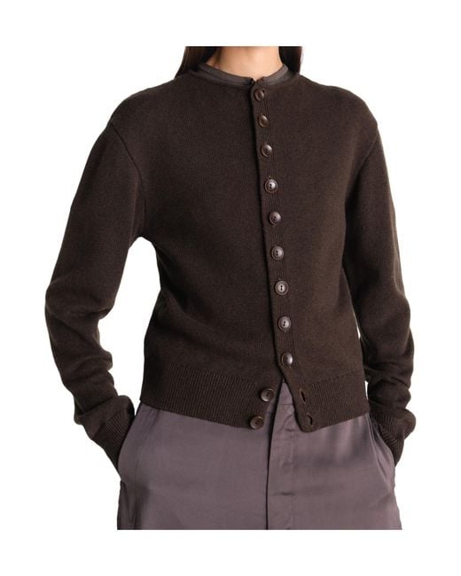 Lemaire Brown Reversible Buttoned Sweater