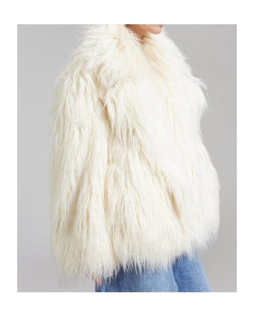Frankie Shop White Liza Short Faux Fur Coat