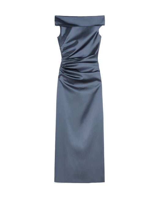 Max Mara Blue Long Stretch Satin Dress