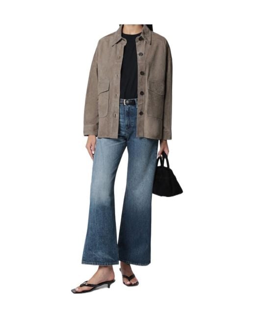 Arma Blue Taupe Kaylee Suede Shirt Jacket