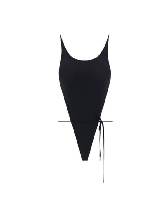 Saint Laurent Black Drawstring Backless Swimsuit