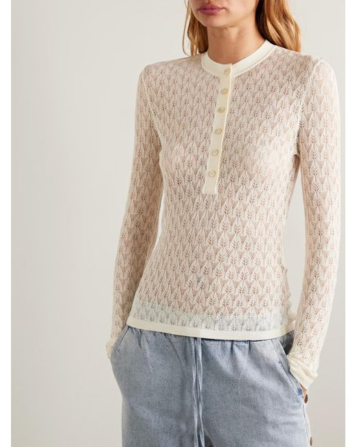 Zimmermann White Openwork Knit Top