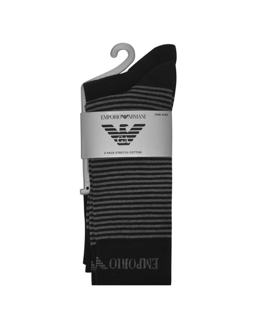 Emporio Armani Black 2 Pack Cotton Socks for men