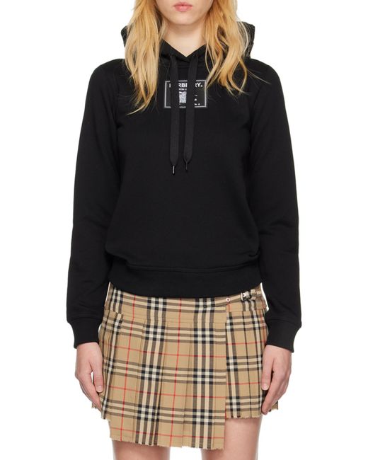 Burberry Black Logo Patch Drawstring Hoodie