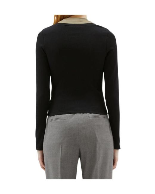 MSGM Black Embroidered-Logo Knitted Top