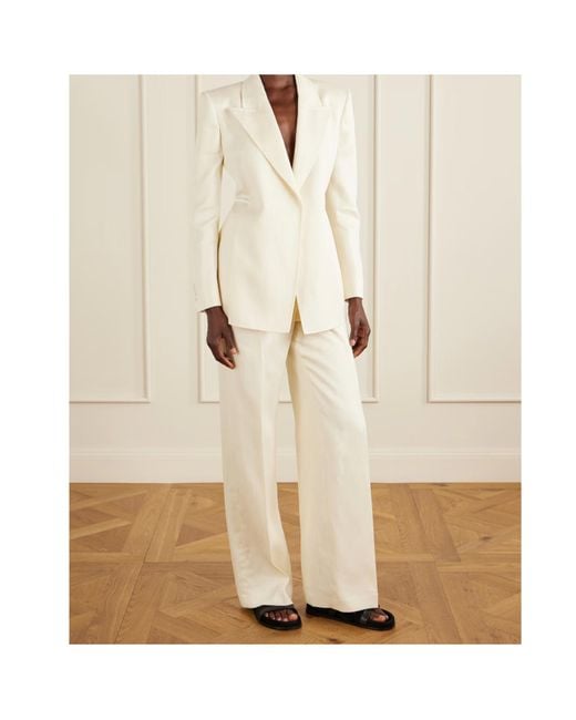 Gabriela Hearst White Epona Textured Linen Blazer
