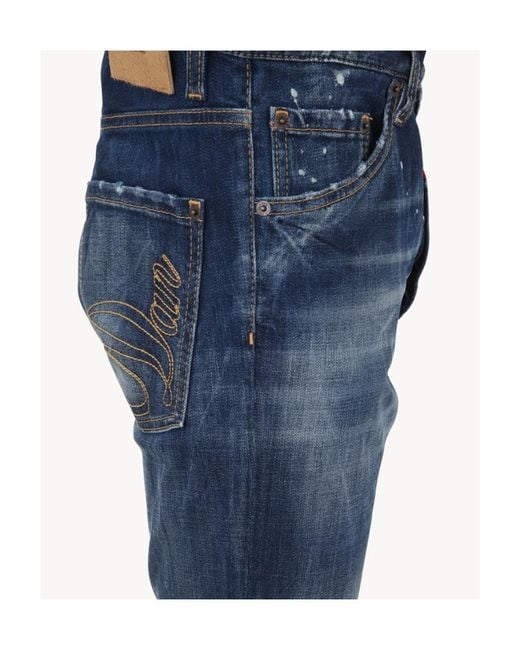DSquared² Blue Skater Distressed Mid Rise Jeans for men