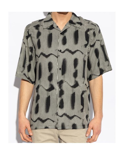 M I S B H V Gray Short-Sleeved Patterned Shirt for men