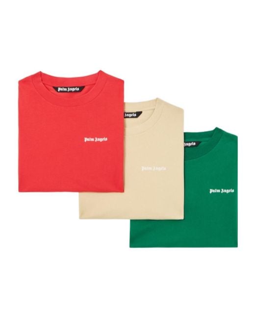 Palm Angels Red Logo T-Shirt (Pack Of Three) for men