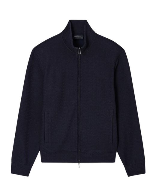 Emporio Armani Black Zip-Up High Neck Sweatshirt for men