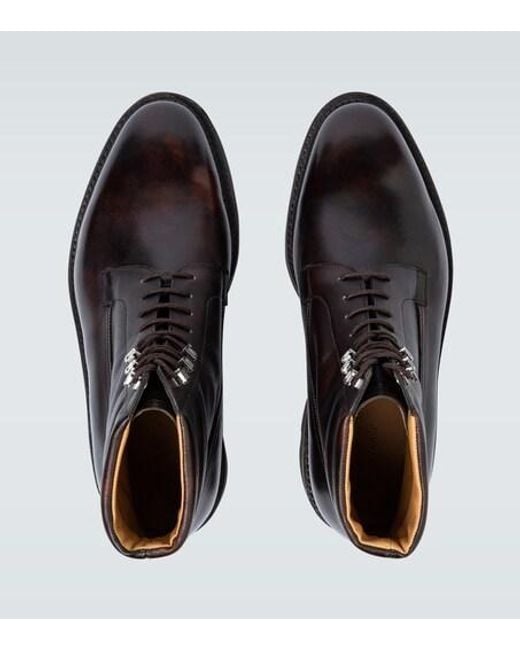 John Lobb Black Alder Leather Lace-Up Boots for men