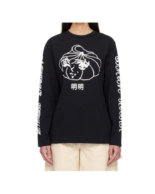 Simone Rocha Black Logo Print Long-Sleeve T-Shirt