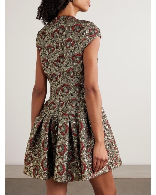 Jonathan Simkhai Gray Elowen Pleated Metallic Jacquard Mini Dress