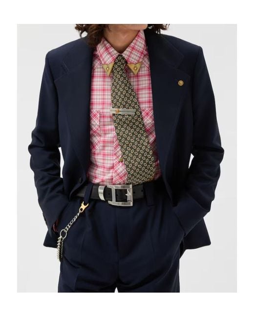 Versace Blue Single-Breasted Tailored Blazer for men