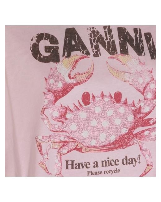 Ganni Pink Graphic Print Sweatshirt