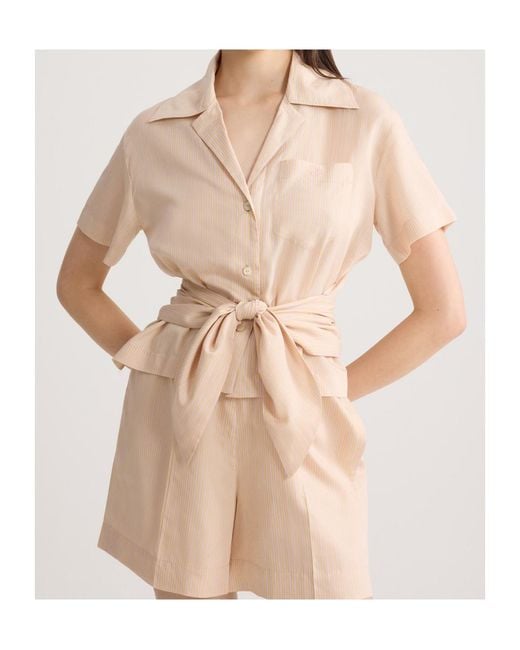 Patou Natural Knotted Striped-Pattern Shirt