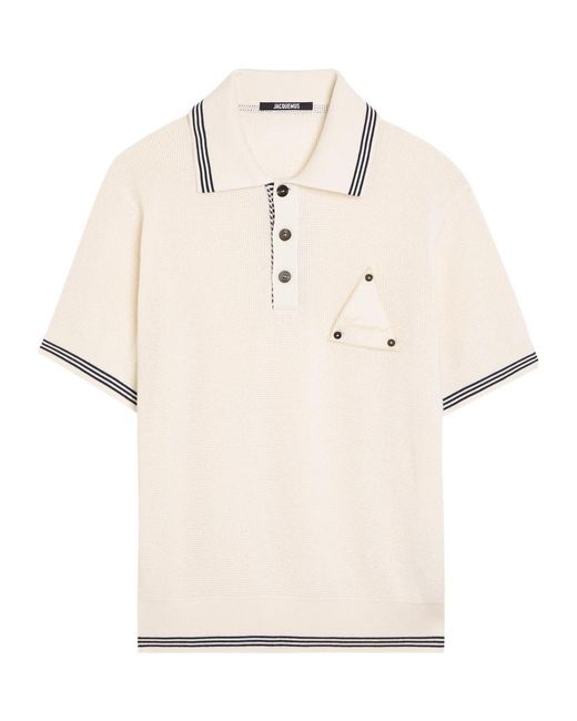 Jacquemus Natural Le Polo Voilier Open-Knit Silk And Cotton-Blend Polo Shirt for men
