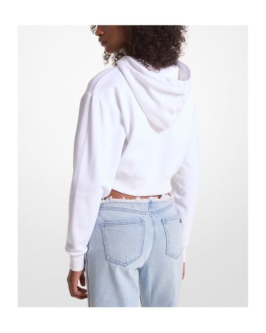 MICHAEL Michael Kors White Empire Logo Organic-Cotton Hoodie