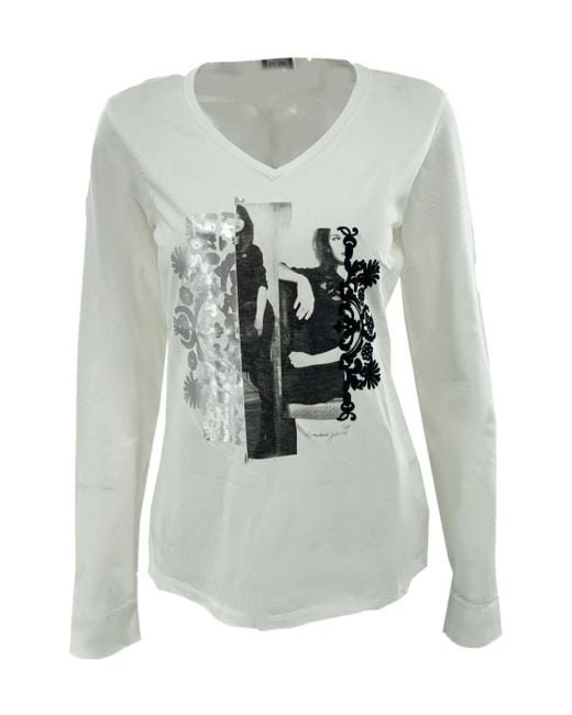 Armani Jeans Gray V-Neck Long-Sleeved T-Shirt
