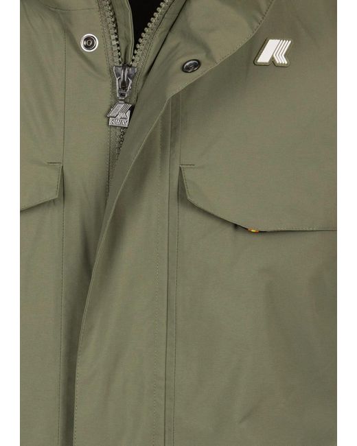 K-Way Green High Neck City Jacket for men