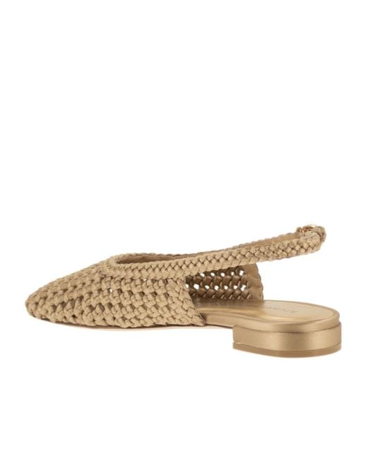 Stuart Weitzman Brown Satin Woven Slingback Flats