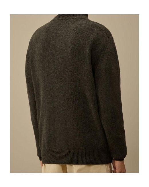 C P Company Green Lens Detailed Turtleneck Cardigan for men
