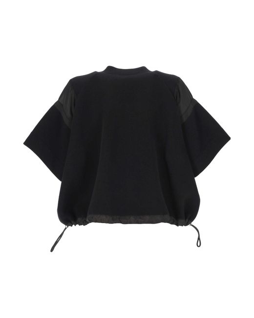 Sacai Black Drawstring Short Sleeve Top