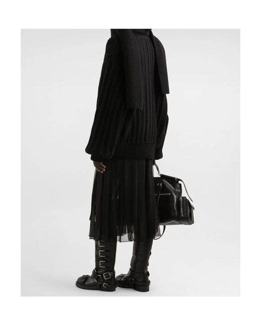 Dolce & Gabbana Black Twill Chiffon Midi Skirt