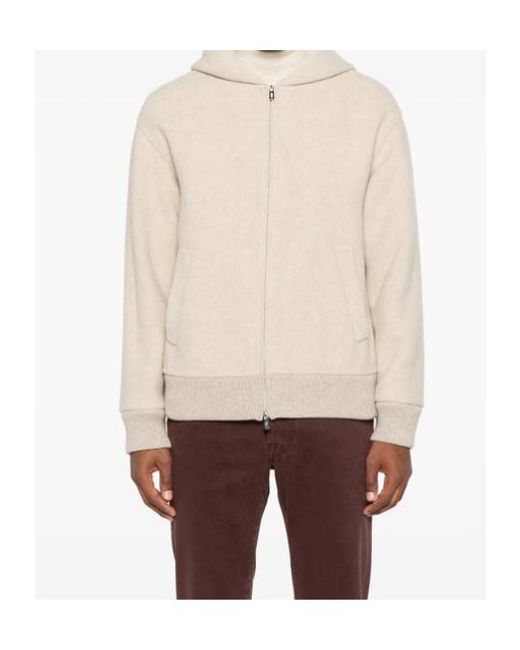Fedeli Natural Hooded Zip-Front Jacket for men